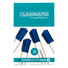 Classmates Whiteboard Marker - Blue - Bullet Tip - Pack of 10